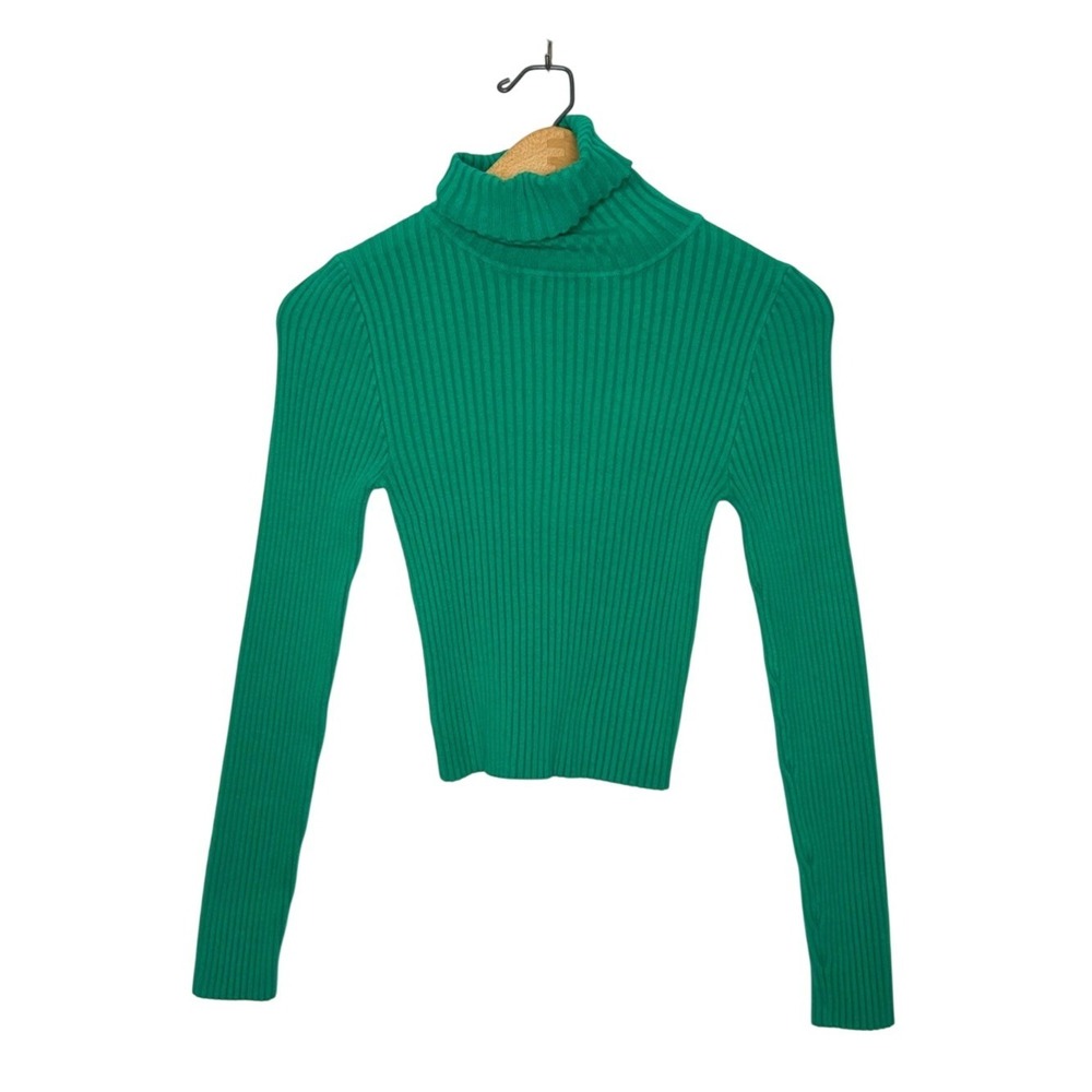 BDG Urban Outfitters Ribbed Knit Cropped Turtleneck‎ Sweater Green Medium M